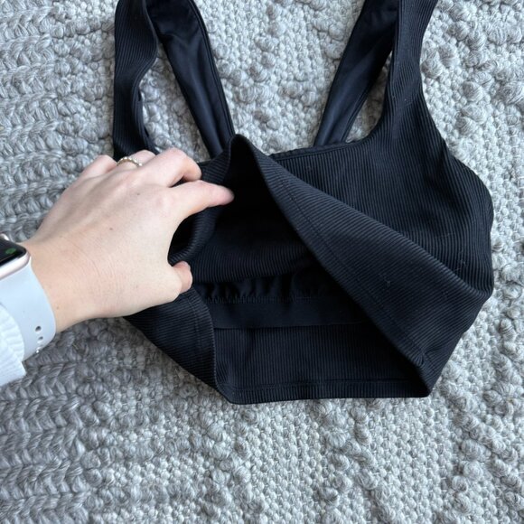 Alosoft Ribbed Chic Bra Tank - Black - Picture 3 of 4